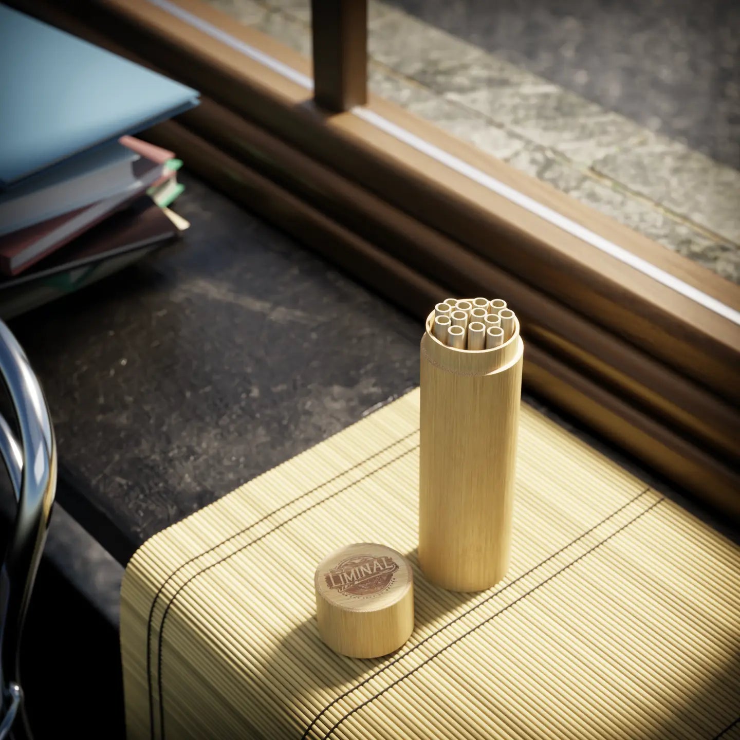 Liminal Life Sustain-a-Straws bamboo straws showcased in home environment.