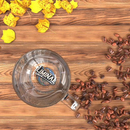 Birds-eye view of Liminal Life's Sustain-a-Brew double walled mug on table.